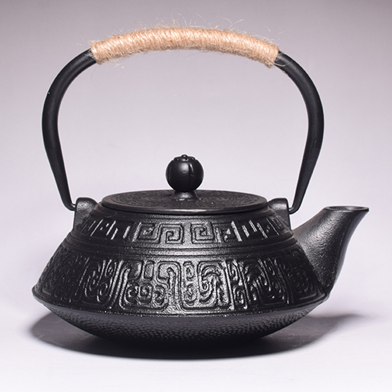 Cast Iron Tetsubin - ชุดกาน้ำชาเหล็กหล่อพร้อมที่กรอง, กาน้ำชาญี่ปุ่น, กาน้ำชาเต็ตสึบิน, ที่กรองชาเคลือบ, ตัวกรองตาข่ายโลหะ, 900