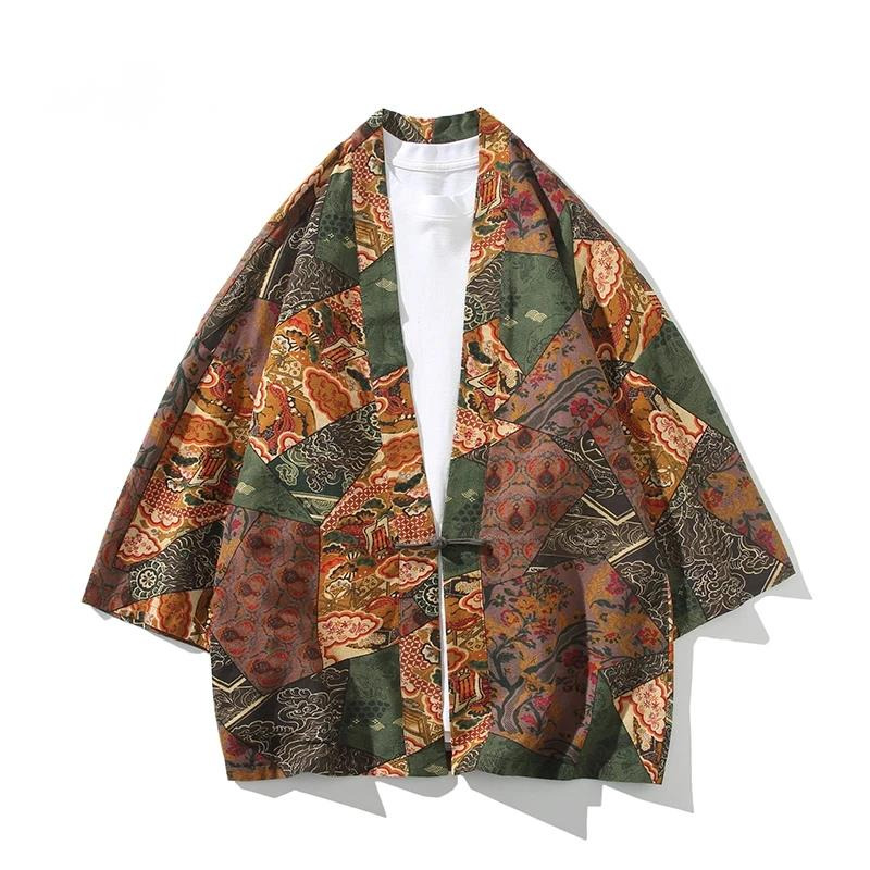 Kimono Yukata Cotton - สไตล์ชาติพันธุ์พิมพ์ Yukata ผู้ชายผู้หญิงแฟชั่นผ้าฝ้ายลินินเสื้อสเวตเตอร์ถักเสื้อผ้าเอเชีย Harajuku ญี่ปุ่นคอสเพลย์กิโมโน