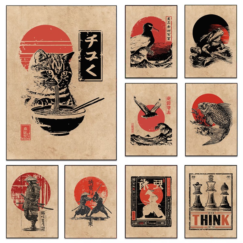 ภาพวาดบนผ้าใบแนววินเทจ: ปลาคาร - Japanese Lifestyle Home บทวิจารณ์และราคา