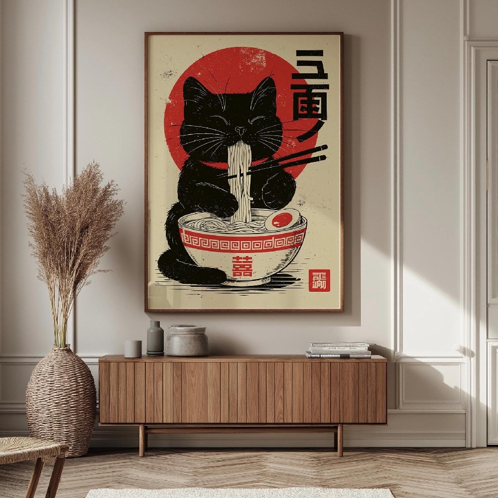 ภาพวาดบนผ้าใบลายแมวสไตล์ญี่ปุ่ - Japanese Lifestyle Home บทวิจารณ์และราคา