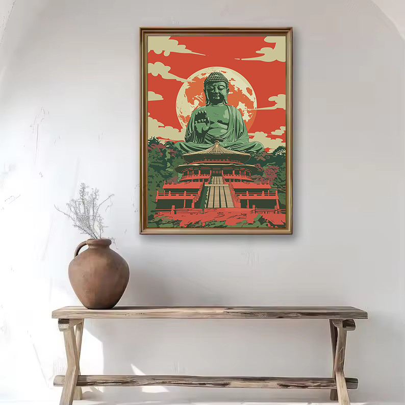 ภาพพิมพ์บนผ้าใบลายพระพุทธรูปสไ - Japanese Zen Lifestyle บทวิจารณ์และราคา