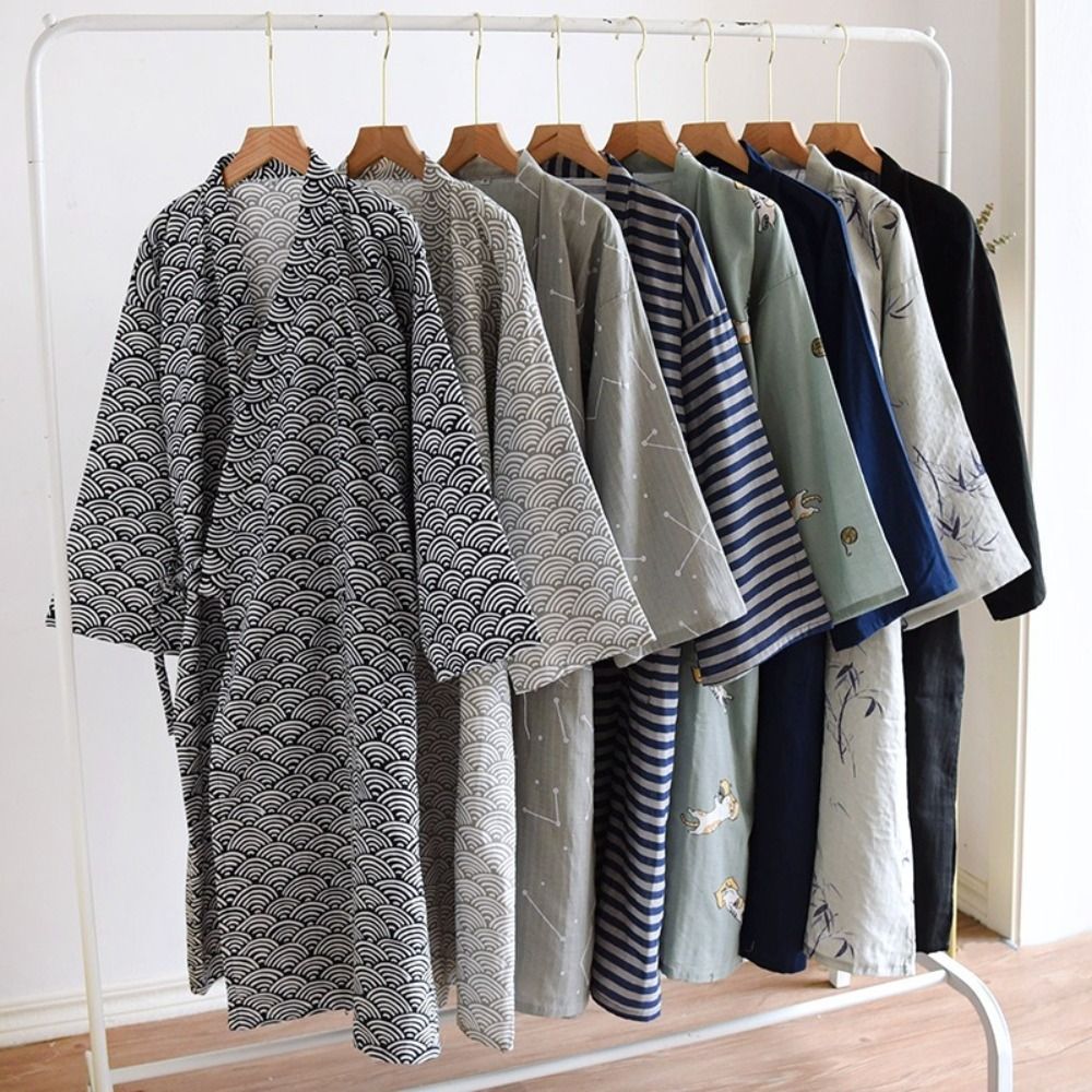 ชุดนอนคอวี เสื้อคลุมกิโมโนผู้ช - Kimono Yukata Cotton บทวิจารณ์และราคา
