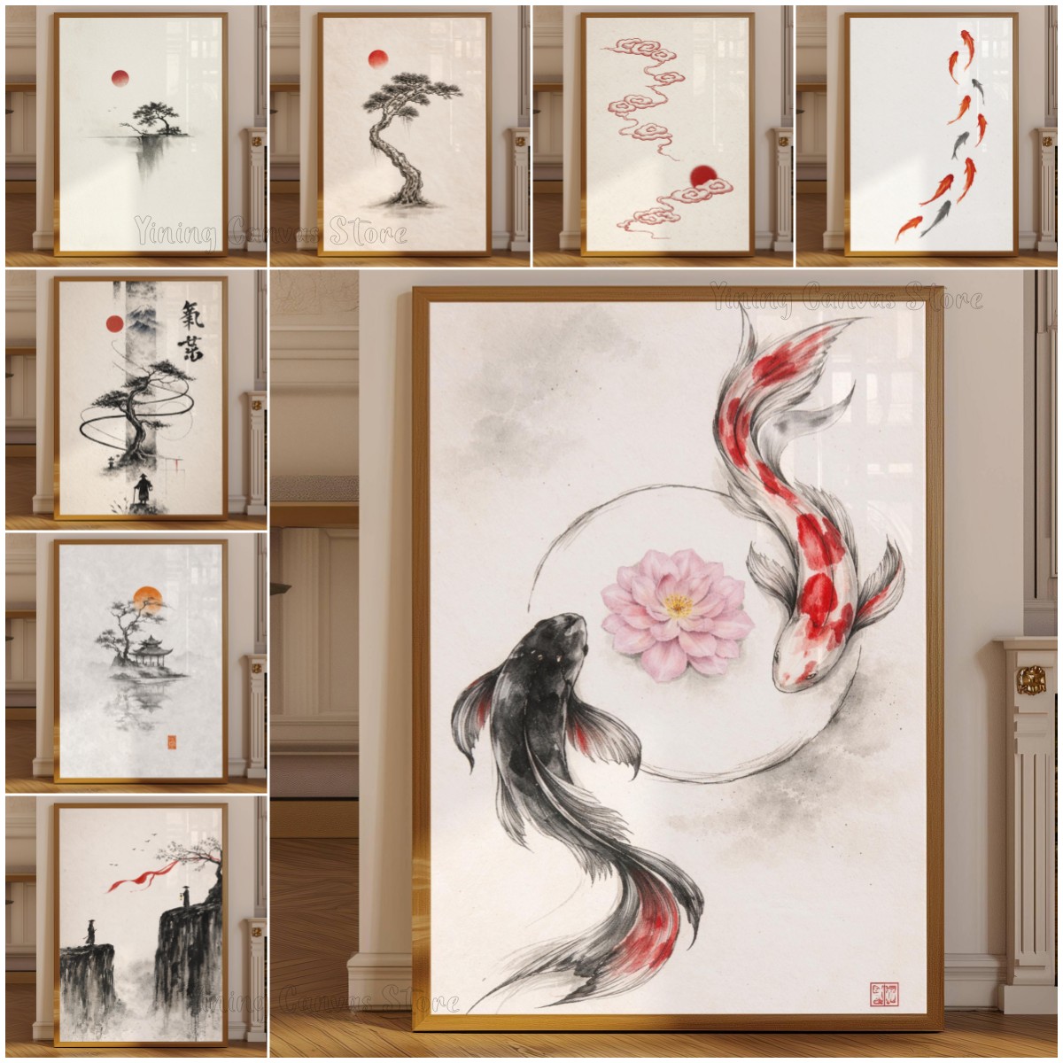 โปสเตอร์ภาพวิวแบบหมึกซึมของญี่ - Japanese Zen Lifestyle บทวิจารณ์และราคา